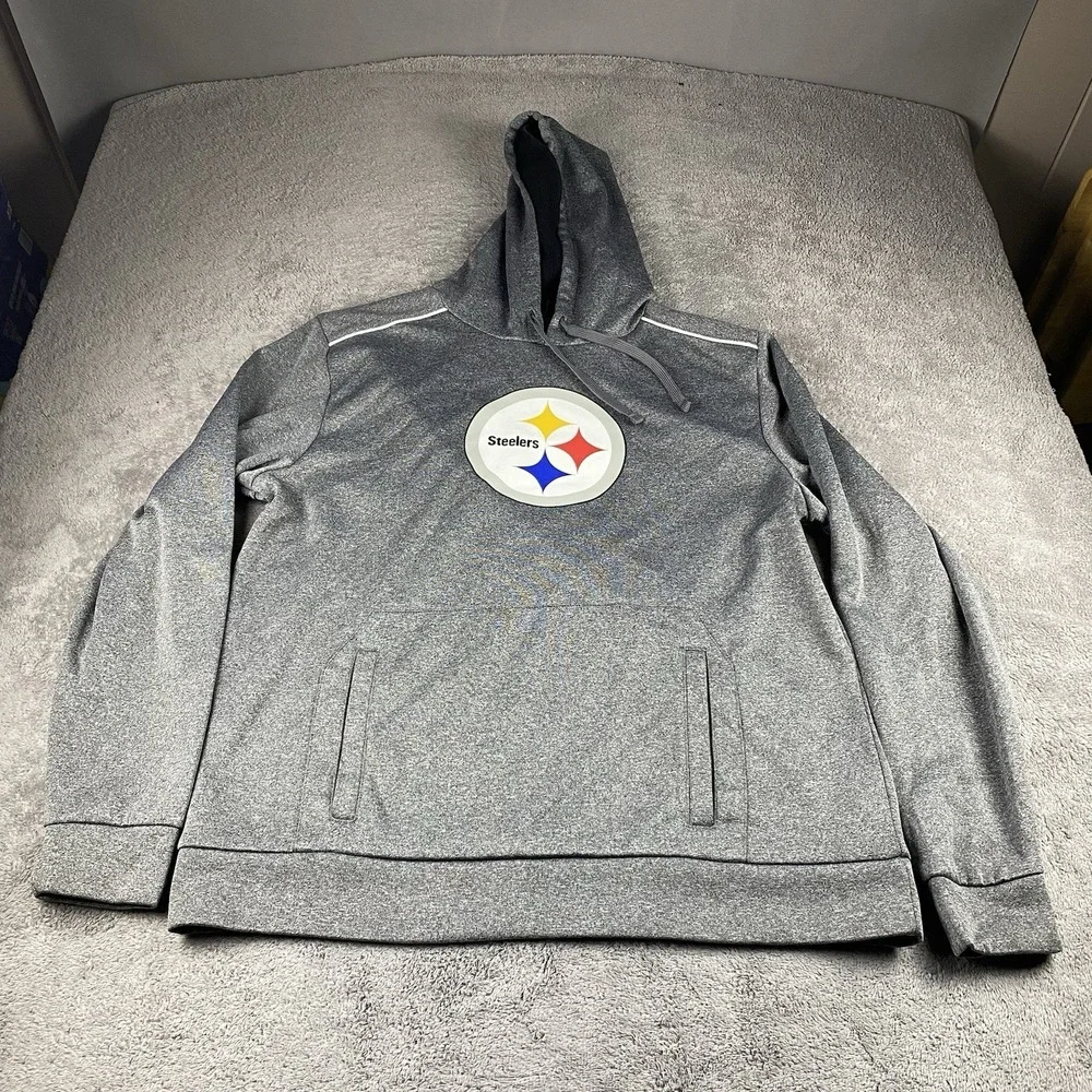 NFL Pittsburgh Steelers Sweatshirt Mens XL Gray Graphic NFL Football‎ Hoodie